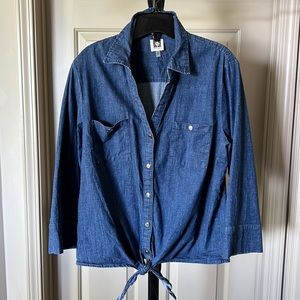 Denim button down front